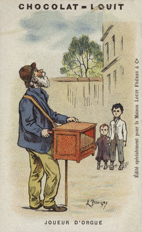 Orgelspelare (chromolitho) av Louis Borgex