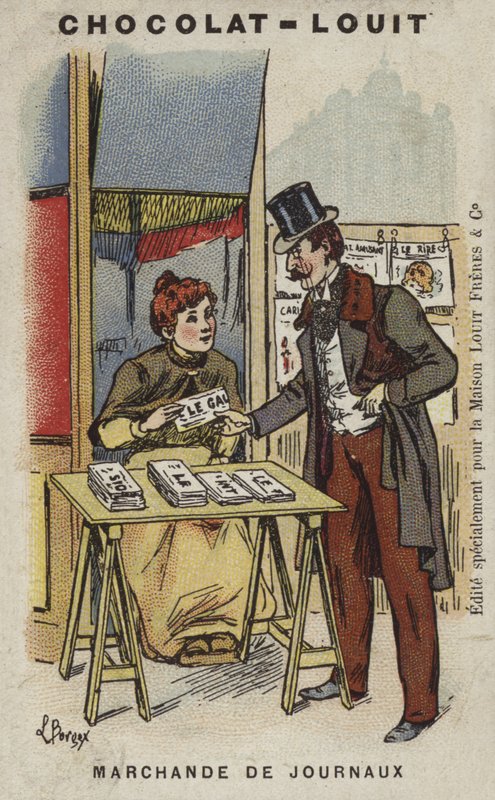 Tidningsförsäljare (chromolitho) av Louis Borgex