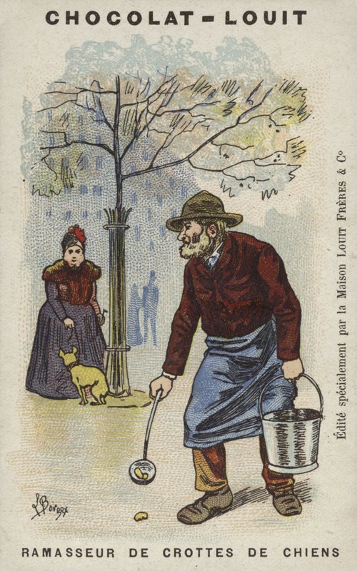 Hundspillningssamlare (chromolitho) av Louis Borgex