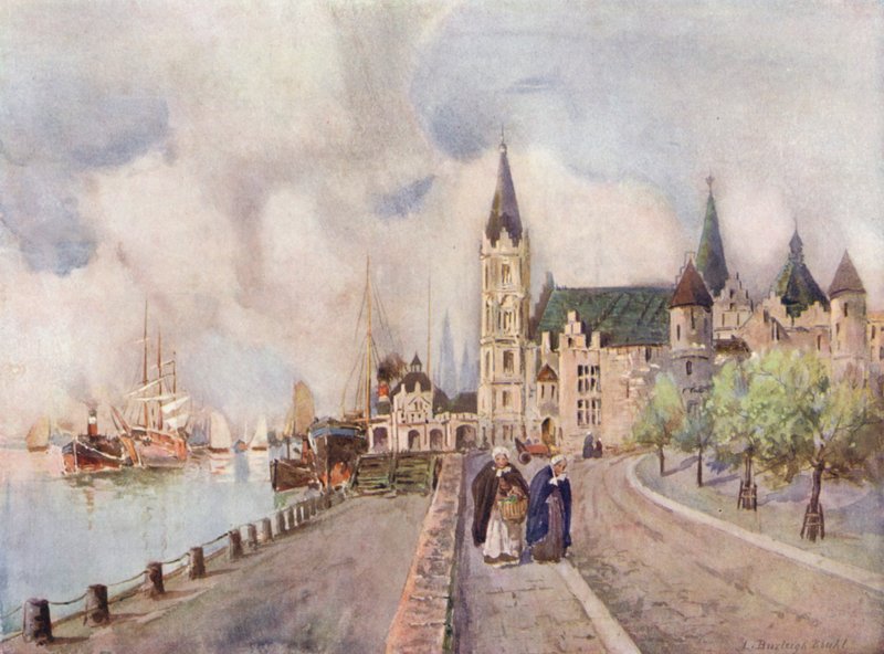 Antwerpen, det antika slottet Steen av Louis Burleigh Bruhl