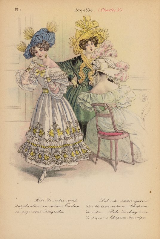 Franskt mode: 1829-1830, Karl X (färglitografi) av Louis Colas