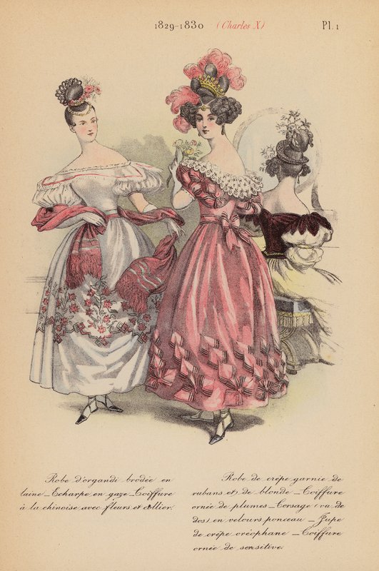 Franskt mode: 1829-1830, Karl X (färglitografi) av Louis Colas