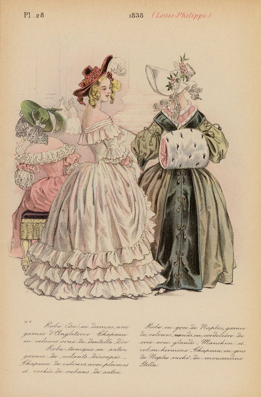 Franskt mode: 1838, Louis-Philippe (färglitografi) av Louis Colas