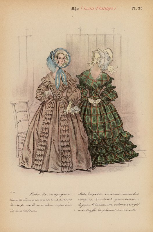 Franskt mode: 1840, Louis-Philippe (färglitografi) av Louis Colas