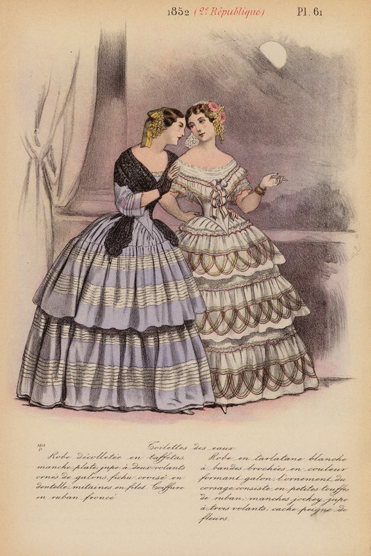 Franskt mode: 1852, 2e Republique (färglitografi) av Louis Colas