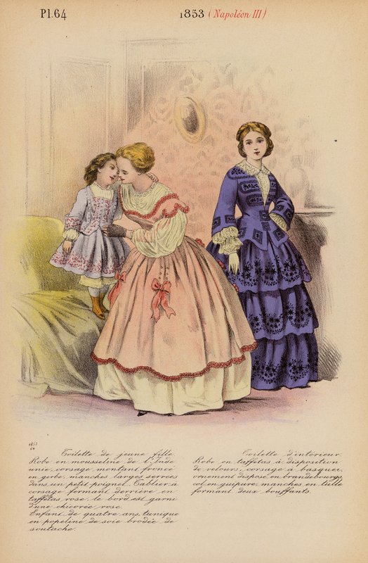 Franskt mode: 1853, Napoleon III (färglitografi) av Louis Colas
