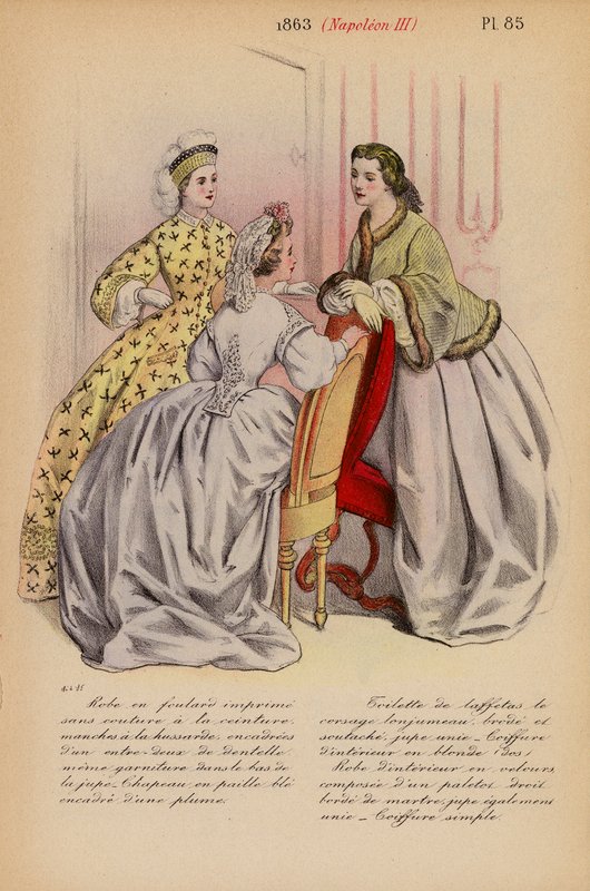 Franskt mode: 1863, Napoleon III (färglitografi) av Louis Colas