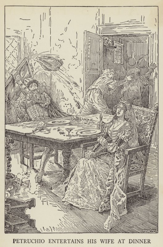 Petruchio underhåller sin fru vid middagen av Louis John Rhead