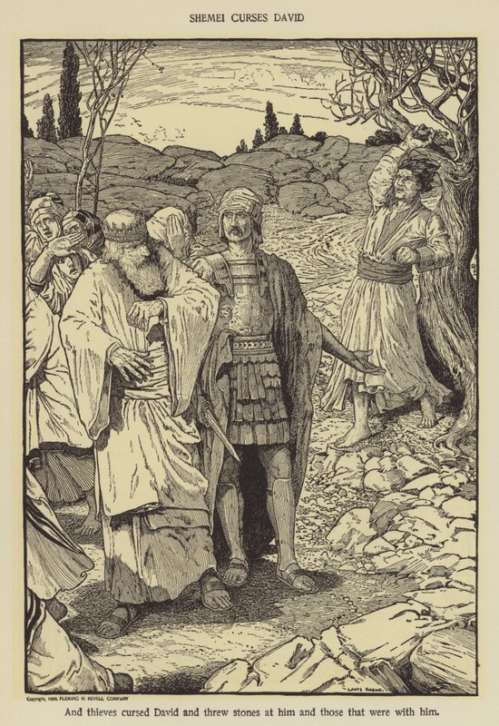 Shimei förbannar David av Louis John Rhead