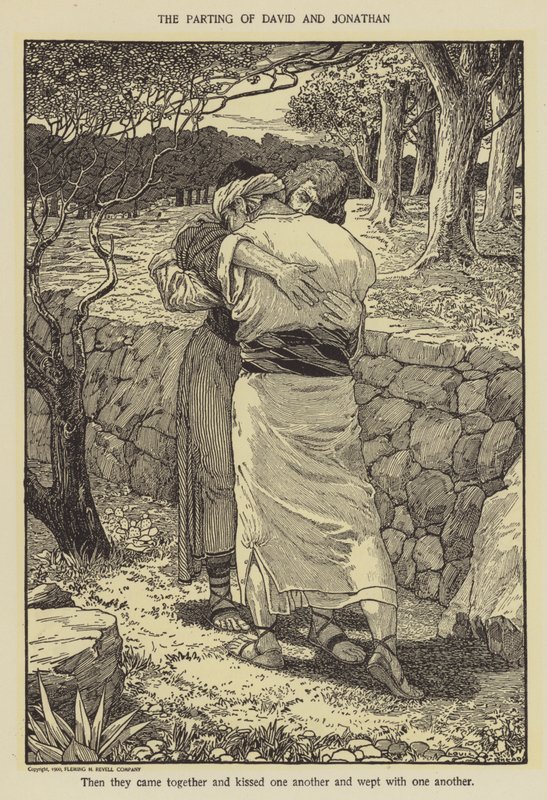Avskedet mellan David och Jonathan av Louis John Rhead