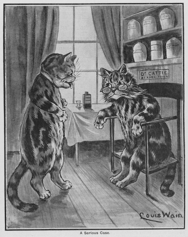 Ett allvarligt fall (gravyr) av Louis Wain