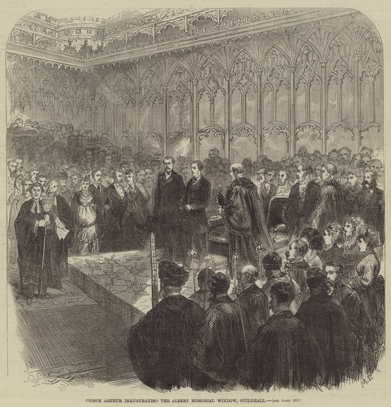 Prins Arthur inviger Albert Memorial Window, Guildhall av Lucien Metivet