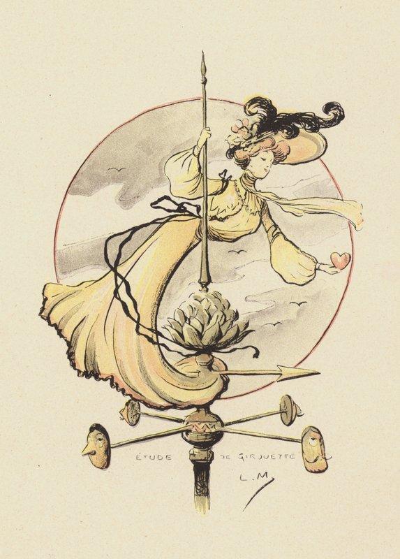 Studie av en väderflöjel (färg litho) av Lucien Metivet