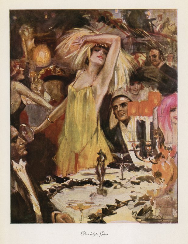 Det sista glaset (färg litho) av Ludwig Lutz Ehrenberger