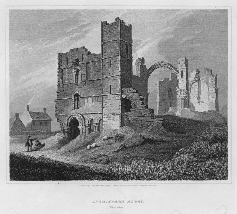Lindisfarne Abbey, West Front (gravyr) av Luke (after) Clennell