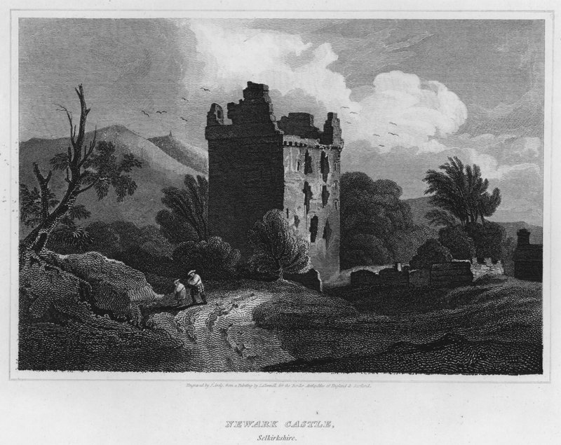 Newark Castle, Selkirkshire (gravyr) av Luke (after) Clennell