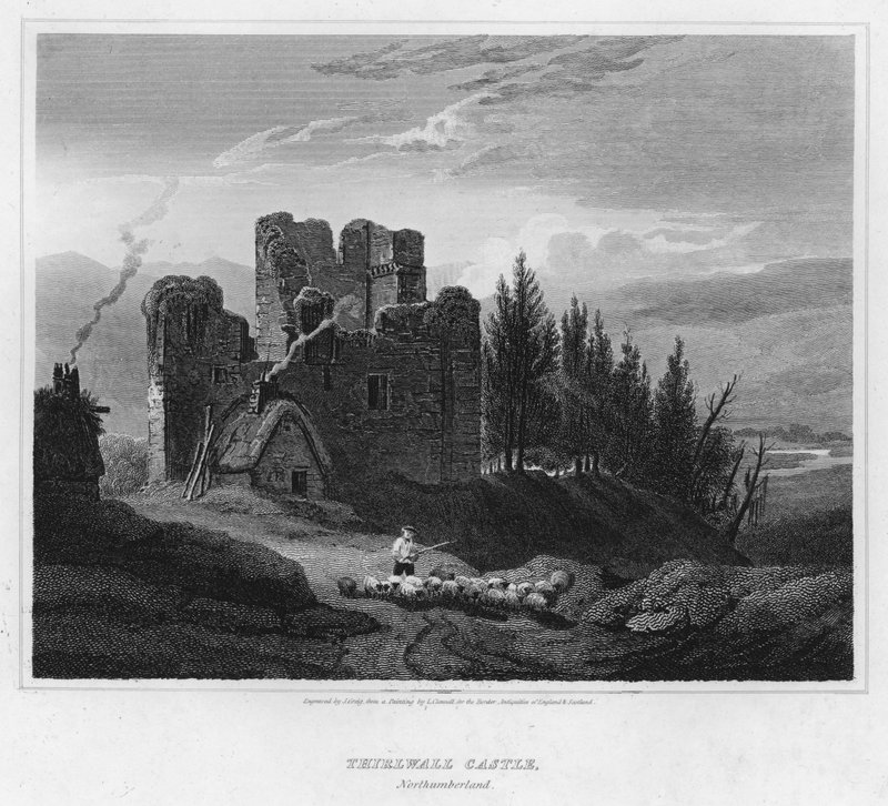 Thirlwall Castle, Northumberland (gravyr) av Luke (after) Clennell