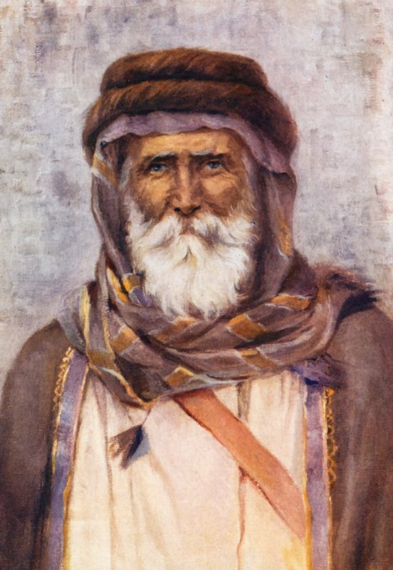 En drusisk shejk (färglitografi) av Margaret Thomas
