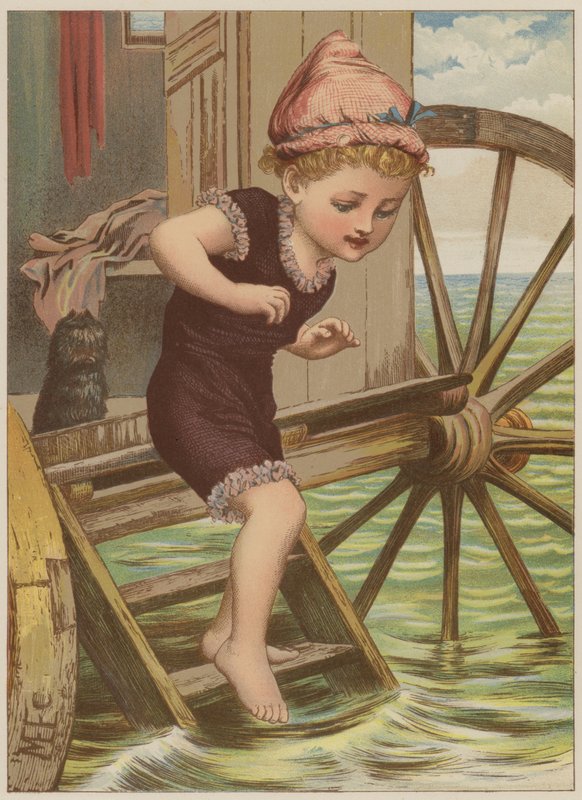 Tjej som ska simma (chromolitho) av Mary Ellen Edwards