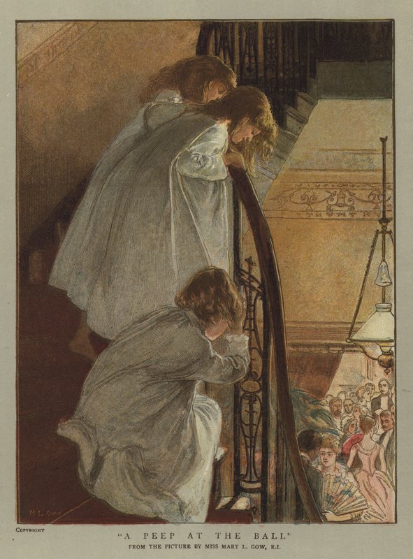 A Peep at The Ball (chromolitho) av Mary L. Gow