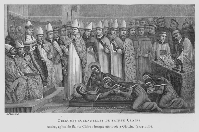 Begravning av St Claire (litho) av Maso di Banco Giottino