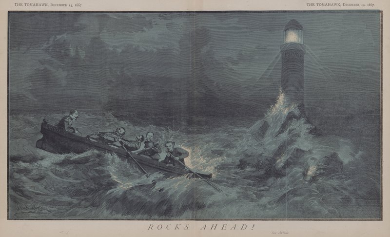 Rocks Ahead! (färg litho) av Matthew