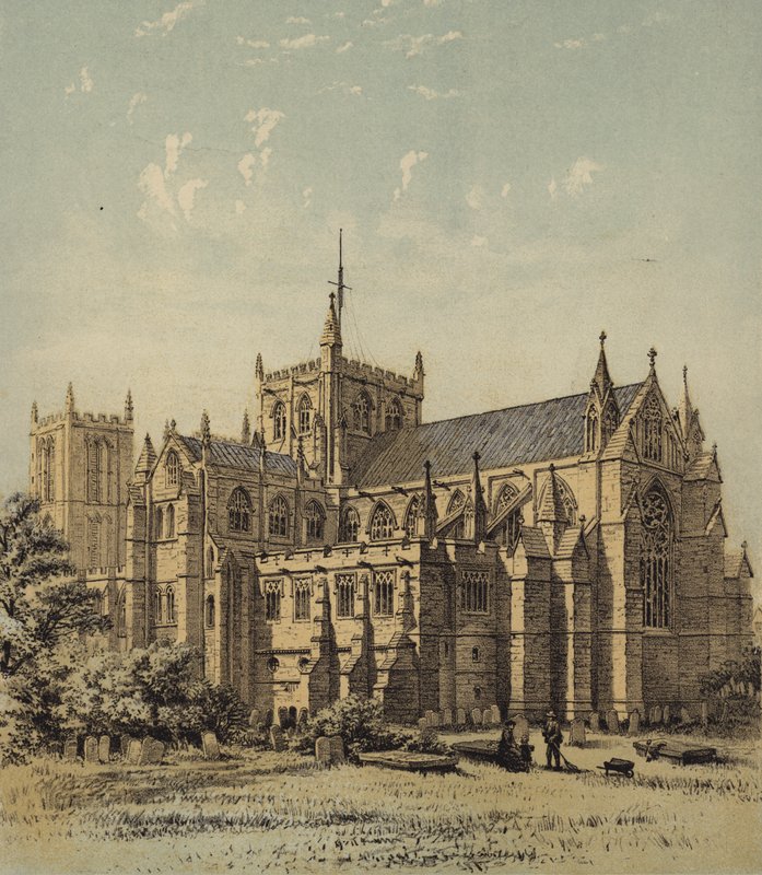 Ripon Cathedral, Yorkshire (färg litho) av Michael Hanhart