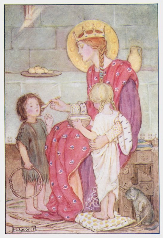 Saint Margaret of Scotland (färg litho) av Minnie Didbin Spooner