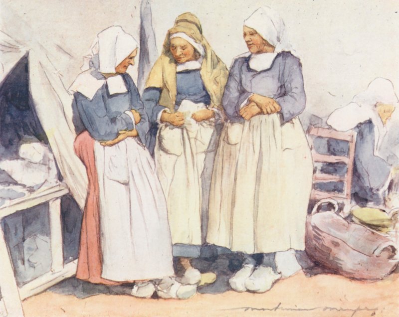 Gossips (färglitografi) av Mortimer Ludington Menpes