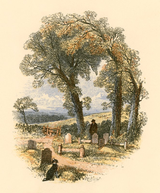 En kyrkogårdsscen av Myles Birket Foster