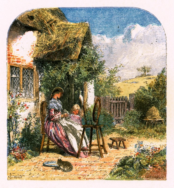 Illustration för "Den öde byn" av Myles Birket Foster