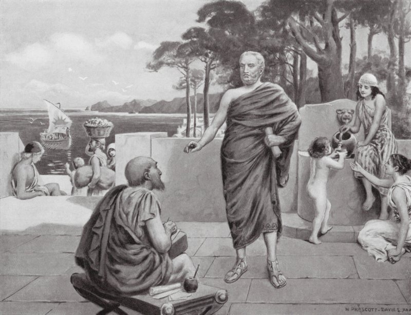 Thukydides i exil (litografi) av N. Prescott Davies