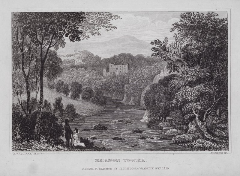 Bardon Tower (gravyr) av Nathaniel (after) Whittock