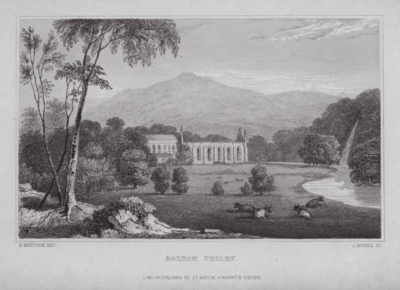 Bolton Priory (gravyr) av Nathaniel (after) Whittock