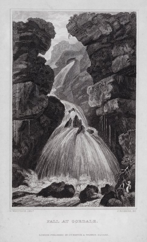 Fall at Gordale (gravyr) av Nathaniel (after) Whittock