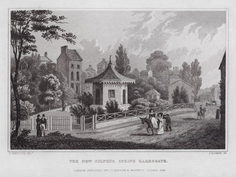 The New Sulphur Spring, Harrogate (gravyr) av Nathaniel (after) Whittock