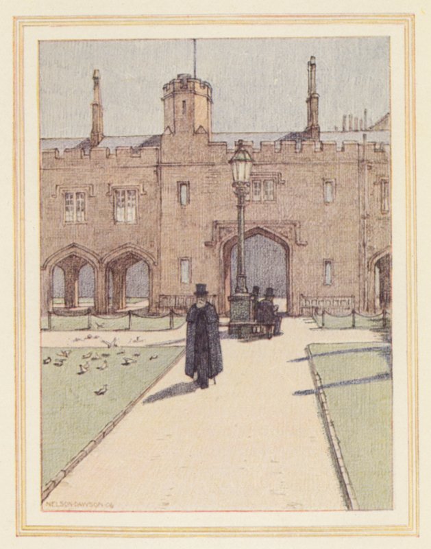 The Charterhouse (färglitografi) av Nelson Dawson