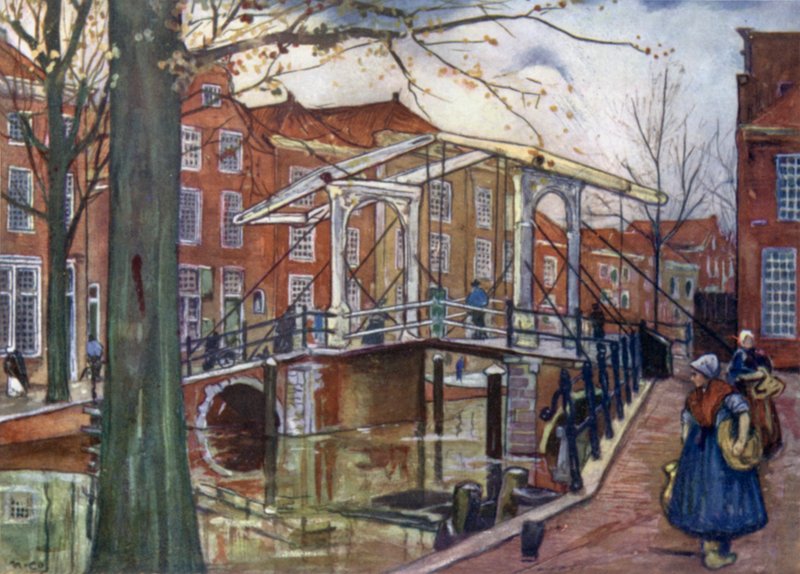 Gamla Rhen, Leiden (färg litho) av Nico Jungman