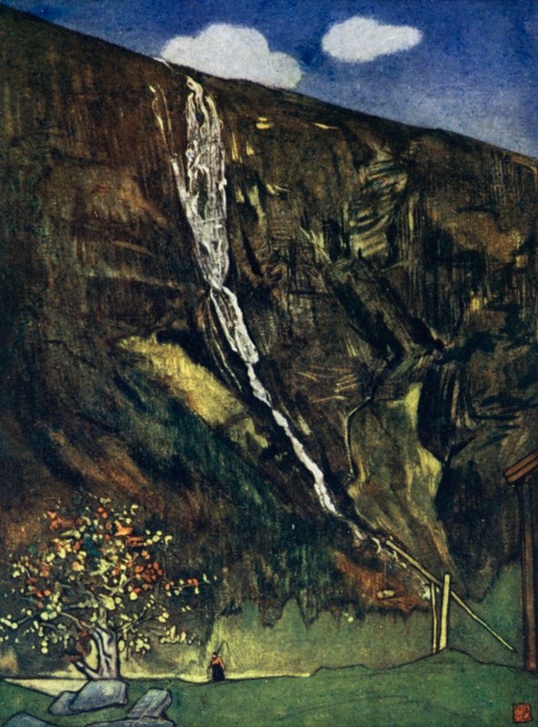 Norge: Romsdals vattenfall (färg litho) av Nico Jungman