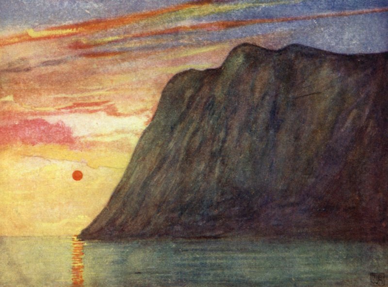 Norge: Midnattssolen (färg litho) av Nico Jungman