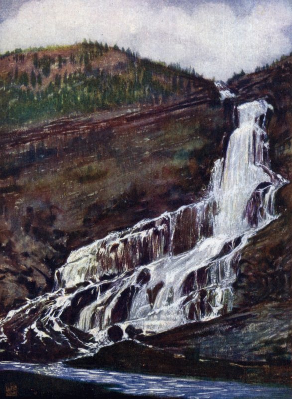 Norge: Vaefos, Hildal, Hardanger (färg litho) av Nico Jungman