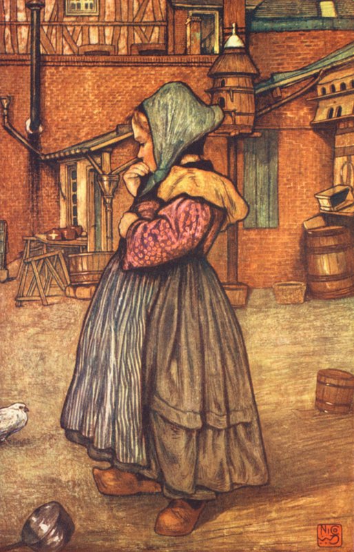 A Little Norman Girl (färglitografi) av Nico Jungmann
