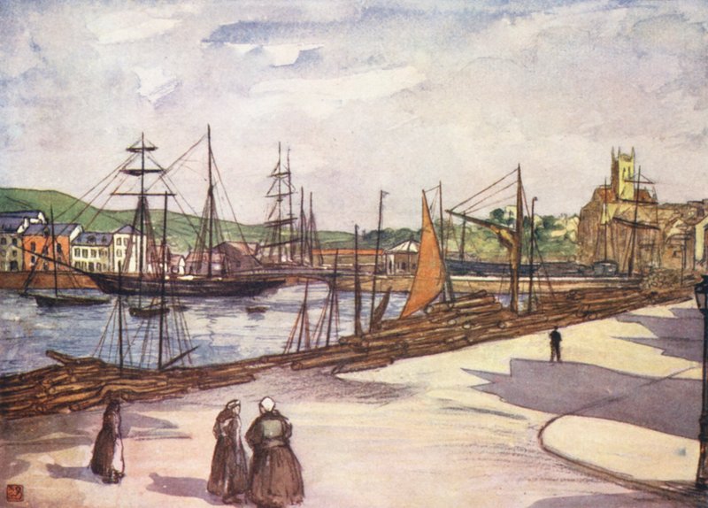 Fecamps hamn (färglitografi) av Nico Jungmann