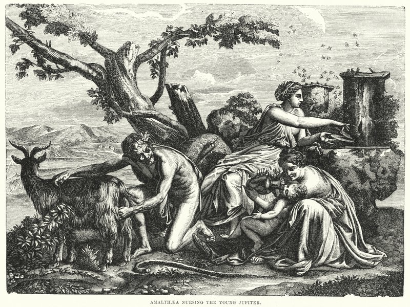 Amalthaea som sköter den unga Jupiter av Nicolas Poussin