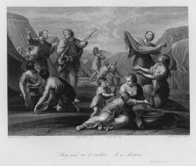 Samling av Manna, Exodus XVI av Nicolas (after) Poussin