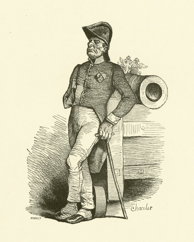 Pensionären (gravyr) av Nicolas Toussaint (after) Charlet