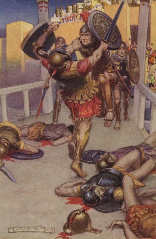 Asturs död (färg litho) av Norman Ault