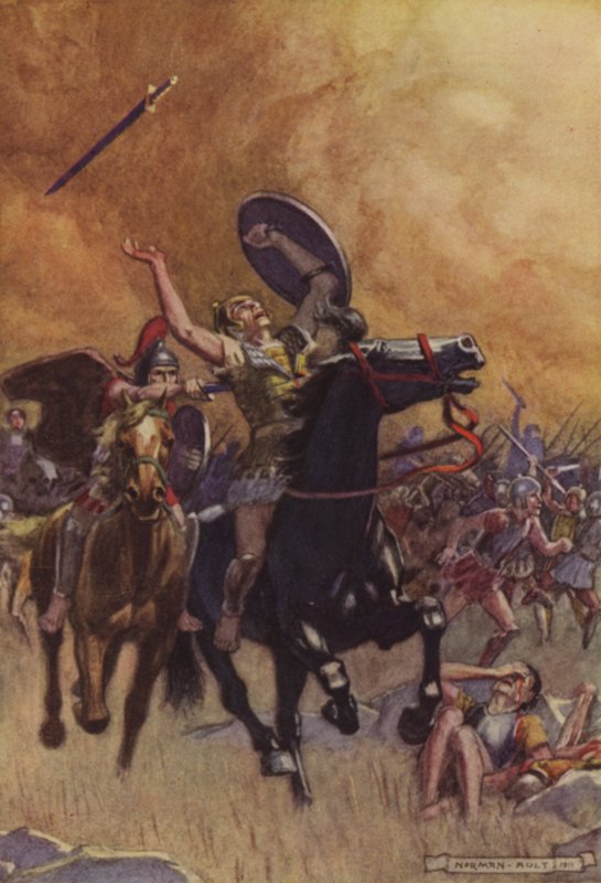 Sextus död (färg litho) av Norman Ault