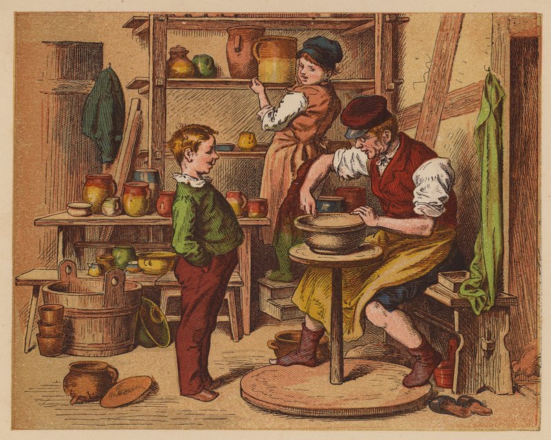 Potter (färglitografi) av Oskar Pletsch