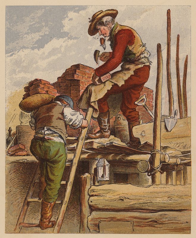 Byggmästaren (färglitografi) av Oskar Pletsch